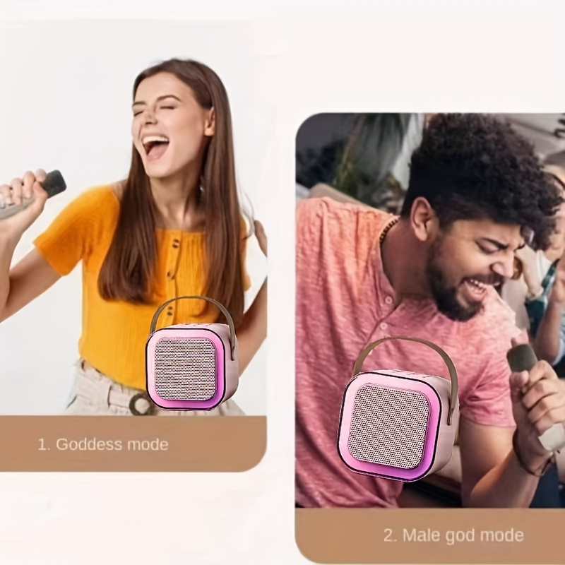 3pcs Set Portable Mini Karaoke Machine with 2 One Wireless Microphone-USB Rechargeable, Suitable for Birthday Party and Family Entertainment, LED Light Karaoke Machine, Birthday Party, Family Gathering, Christmas Gift, Birthday Gift - Image 9