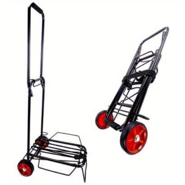 ISOP Heavy-Duty Folding Shopping Cart Dolly with 2 Swivel Wheels - Lightweight Portable Utility Trolley, Foldable Design, Sturdy Construction for Grocery, Warehouse, Office, Home - Space-Saving Heavy Loads, Warehouse Equipment, Compact Storage, Durable Plastic, Office Workers - Image 3