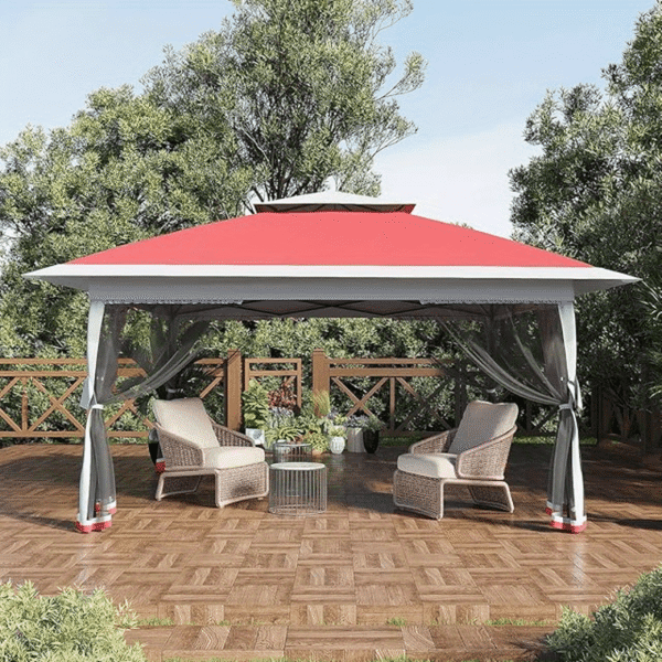 [13'x13' Gazebo] 13'x13' Double Rooftop Outdoor Gazebo | Quick Setup, High Quality, Durable Weather-Resistant Design, Gray Patio Canopy Tent for Backyard, Garden & Poolside - Image 3