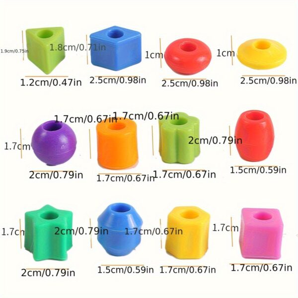 28/44pcs Beads with String,, Educational Bead Stringing Toys - Shape And Color Classification, Fine Motor Skills, Hands-On Ability Development Set, with Stringing String And Storage Bag, Ideal Building Block Toy Gift - Image 6