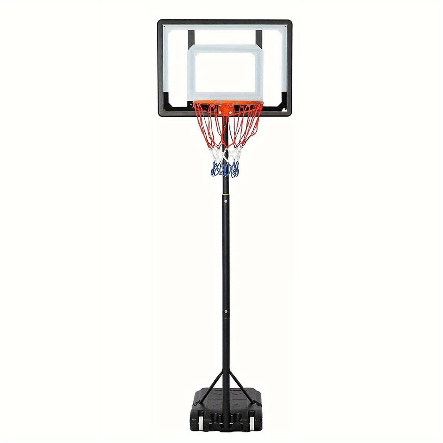 LUCKYERMORE Adjustable Portable Basketball Hoop for Family - 5ft-6.8ft Height, 32in Backboard, Heavy-Duty Steel & PVC, Water/Sand Stable Base with Wheels, Indoor/Outdoor Use, Black, Indoor Sports Equipment, Weatherresistant Net, Durable Sports Equipment - Image 8