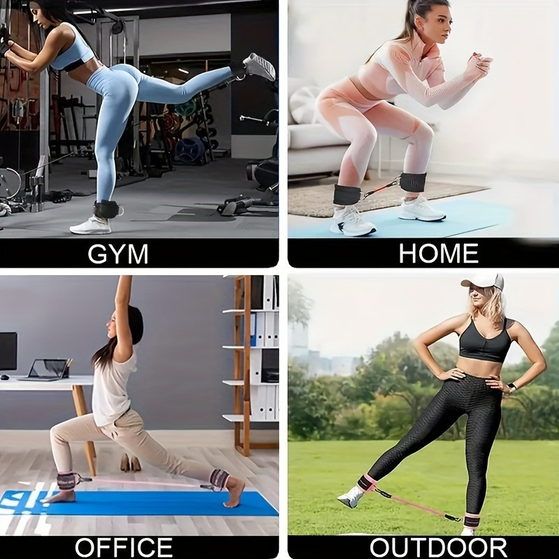 2/5pcs Fitness Rope Set, Leg Kicking Resistance Band Hip and Thigh Strength Training Ankle Strap Ties for Bodybuilding Pull-Up Rope - Image 4