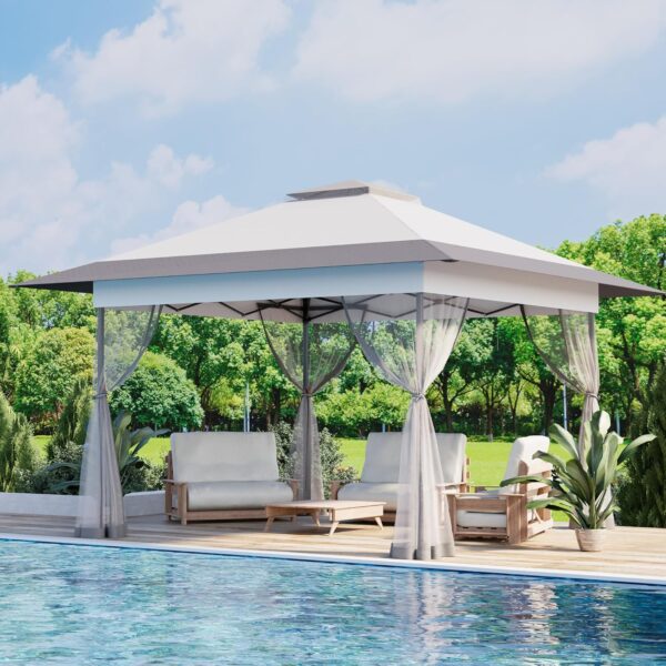 [13x13 Pop Up Gazebo] Bezseller 13x13 Pop Up Gazebo Tent | Water-Resistant Oxford Tarp Shelter with Mosquito Netting | Large Quick Set and Easy to Carry for Patio Garden Backyard Party - Image 12