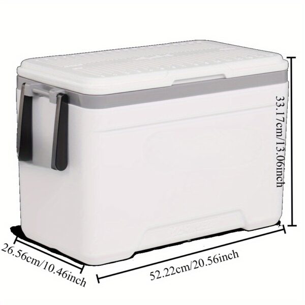 White Portable Outdoor Cooler with Black Handles - Insulated Marine Refrigerator for Camping, Picnics, and Beach Trips, Food-Safe Design, Cooler for Camping, Picnic Essentials, Stylish Cooler, Durable Construction - Image 3