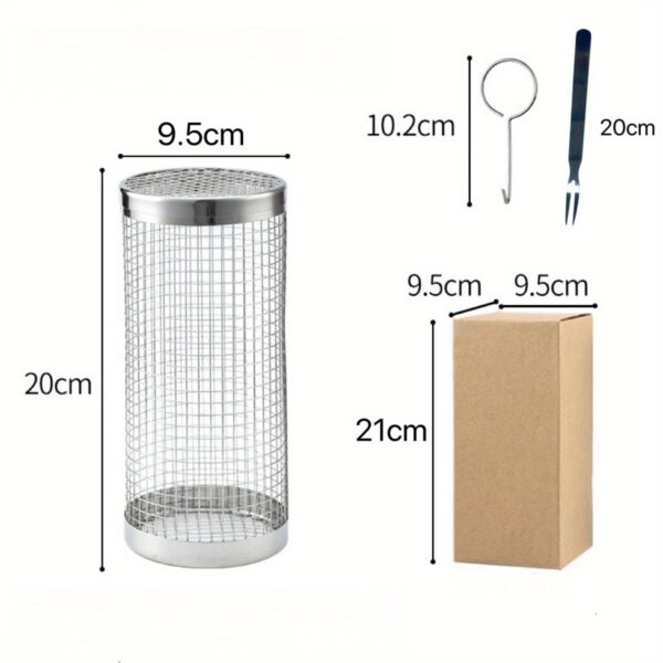 A Portable Cylindrical Stainless Steel Grill for Outdoor Camping, Featuring a Rotating And Rolling Barbecue Basket, a Barbecue Stand, And a Circular Stove Suitable for Camping And Picnics, Ideal for Outdoor Cooking - Image 5