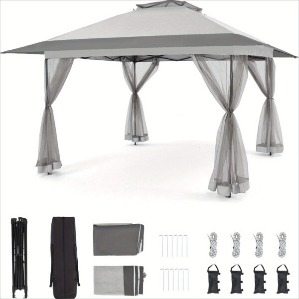 [13x13 Pop Up Gazebo] Bezseller 13x13 Pop Up Gazebo Tent | Water-Resistant Oxford Tarp Shelter with Mosquito Netting | Large Quick Set and Easy to Carry for Patio Garden Backyard Party - Image 5
