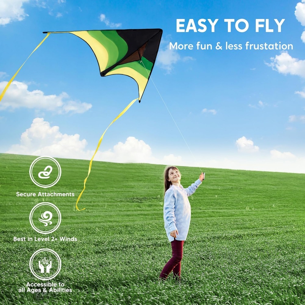 SYNCFUN Large Delta Kite Gradient-Easy to Fly for Youngsters and Adults, Beach Kite with 328ft String for Outdoor Games and Activities - Image 9