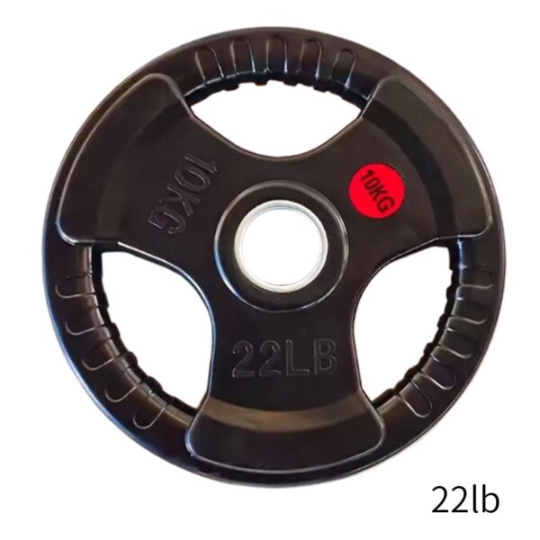 Universal Rubber Coated Barbell Plate, 5.51lbs/11.02lbs/22.05lbs - Black, Durable Home Fitness Equipment, Non-Damaging to Floor - Image 3