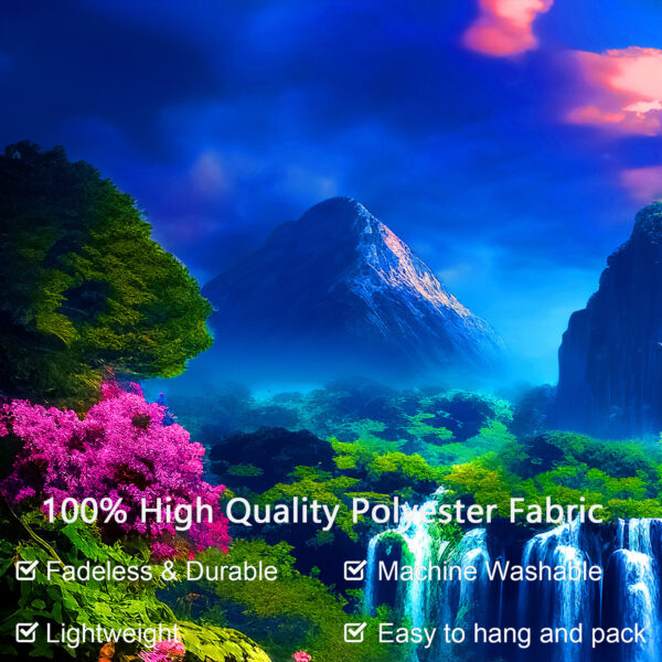[1pc UV Floral Banner] 1pc Large UV-Activated Floral Waterfall Garage Door Banner | Fluorescent Fabric Wall Decor with Vibrant Nature & Landscape Design | No Power Needed for Parties, Photography Studios, Outdoor Events, Parties Decorations, Party Decoration, Outdoor Festive Decor, Uv Light Display - Image 10
