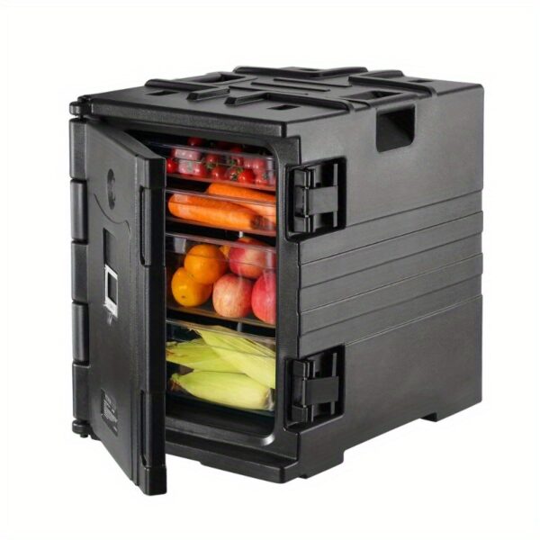 VEVOR Insulated Food Pan Carrier, 82 Qt Hot Box for Catering, LLDPE Food Box Carrier w/ Double Buckles, Front Loading Food Warmer w/ Handles, Stackable End Loader for Restaurant, Canteen, etc. Black - Image 3