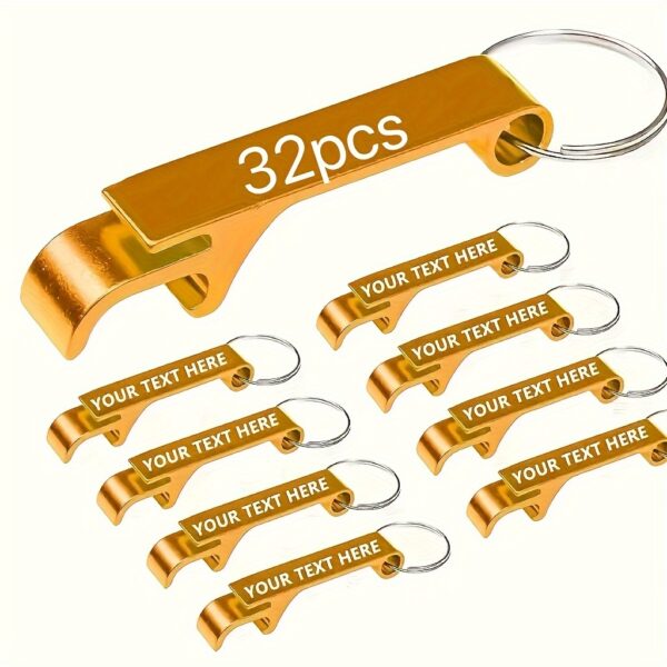 32pcs Customizable Metal Bottle Opener Keychains - Personalized Engraved Text, Durable Lightweight Design for Weddings, Bars, Business Events & Promotional Gifts, Keychain Accessories, Event Favors, Modern Keychain, Lightweight Keychain - Image 2