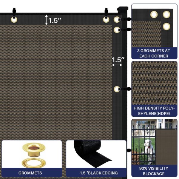 [5'x50' Heavy Duty Fence Screen] Heavy Duty 5'x50' Green Mesh Windscreen & Shade Fabric | Durable Build, 91% Light Blocking, Tear-Resistant with Brass Grommets, Easy Installation, Outdoor Privacy Solution | Versatile Outdoor Screen, Reinforced Edges, Privacy Fence Panels for Outside - Image 8