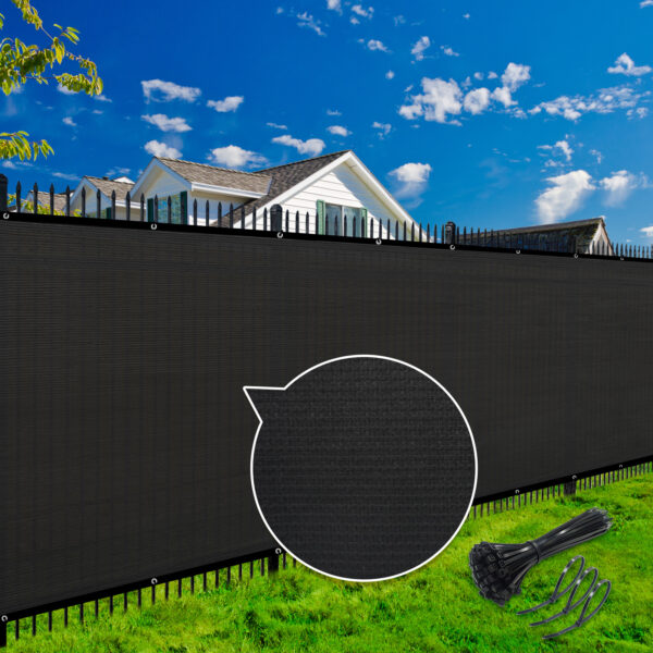[5'x50' Heavy Duty Fence Screen] Heavy Duty 5'x50' Green Mesh Windscreen & Shade Fabric | Durable Build, 91% Light Blocking, Tear-Resistant with Brass Grommets, Easy Installation, Outdoor Privacy Solution | Versatile Outdoor Screen, Reinforced Edges, Privacy Fence Panels for Outside - Image 3