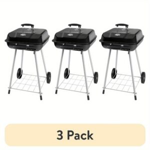(3 Pack) 17.5" Charcoal Grill, Equipped with Wheels