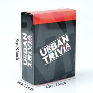 1 Deck Urban Trivia Card Game - 100% Card Stock Material, Vibrant Red & Black Box Design with Bold Typography, 3.5x5.8 Inch Compact Size, 2.5" Height, Family & Friends Party Game Night for Ages 14+, SMUCEGZ