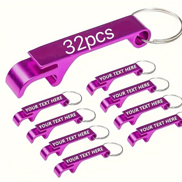 32pcs Customizable Metal Bottle Opener Keychains - Personalized Engraved Text, Durable Lightweight Design for Weddings, Bars, Business Events & Promotional Gifts, Keychain Accessories, Event Favors, Modern Keychain, Lightweight Keychain - Image 7