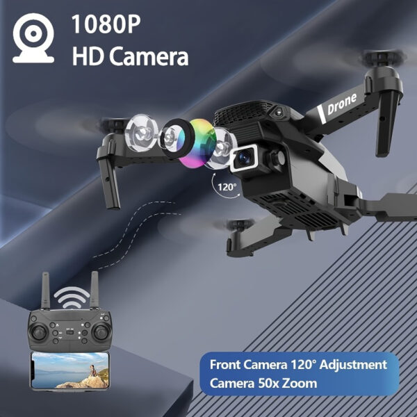 Beginner-Friendly Drone | 1080P HD Folding Quadcopter with Voice Gesture Control | Wireless Remote, One-Touch Takeoff/Landing | Optical Flow Positioning Mode | Includes Portable Case | Ideal for Outdoor Use, High-Quality Drone - Image 7