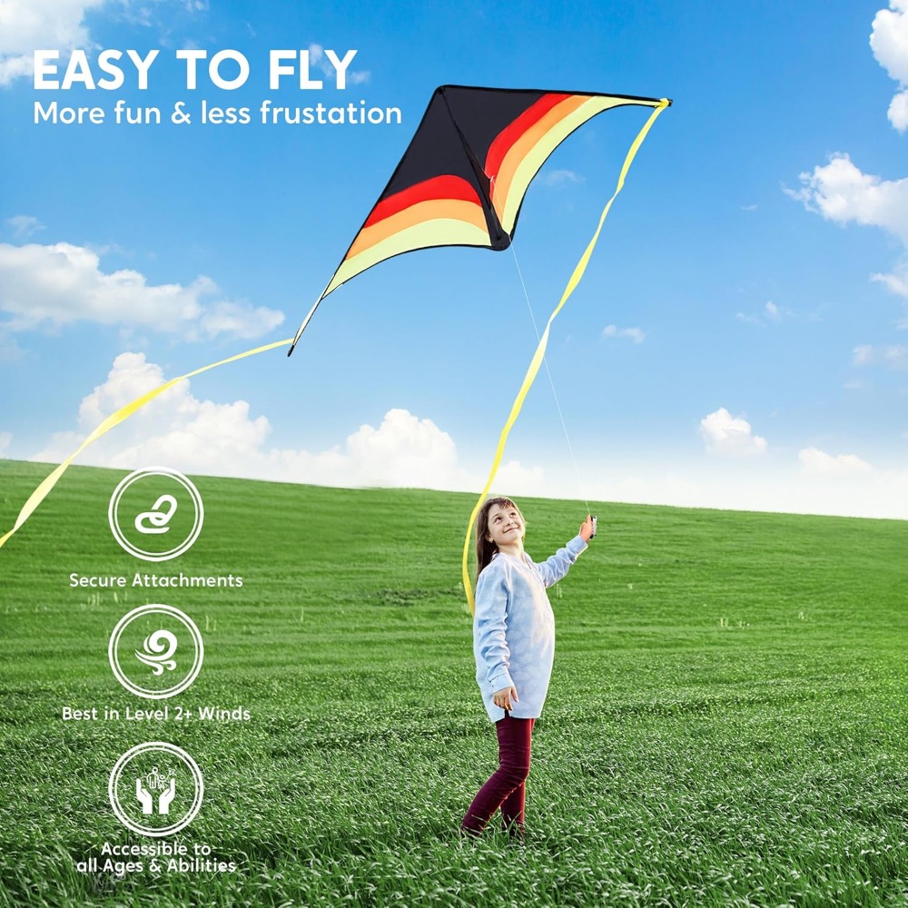 SYNCFUN Large Delta Kite Gradient-Easy to Fly for Youngsters and Adults, Beach Kite with 328ft String for Outdoor Games and Activities - Image 8