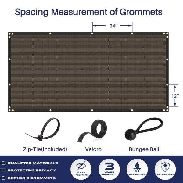 [5'x50' Heavy Duty Fence Screen] Heavy Duty 5'x50' Green Mesh Windscreen & Shade Fabric | Durable Build, 91% Light Blocking, Tear-Resistant with Brass Grommets, Easy Installation, Outdoor Privacy Solution | Versatile Outdoor Screen, Reinforced Edges, Privacy Fence Panels for Outside - Image 2