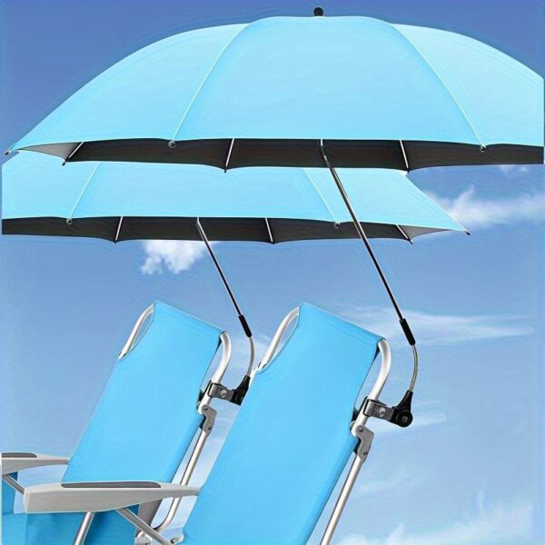 [Portable Umbrella] Adjustable Heat-Resistant Portable Outdoor Umbrella with Clip | Suitable for Camping, Beach Chairs, Golf Carts, Wheelchairs, Patio Seating, Manual Operation - Image 8