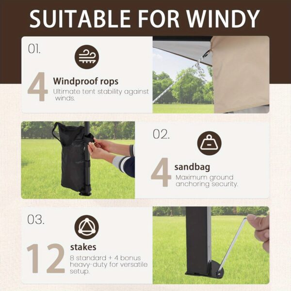 [Water-Resistant | Pop Up] Bezseller 11x11 Water-Resistant Pop Up Gazebo Tent | Mosquito Netting, Outdoor Canopy Tent, Large Quick Set and Easy to Carry | Oxford Tarp Shelter for Patio Garden Backyard - Image 10