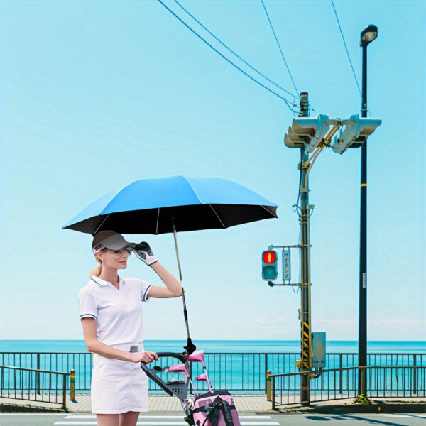 [Portable Umbrella] Adjustable Heat-Resistant Portable Outdoor Umbrella with Clip | Suitable for Camping, Beach Chairs, Golf Carts, Wheelchairs, Patio Seating, Manual Operation - Image 2