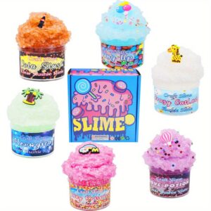 Foaming Glue Butter Slime Set 6-Pack, Party Favors, Non-Stick and Super Soft
