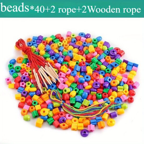 28/44pcs Beads with String,, Educational Bead Stringing Toys - Shape And Color Classification, Fine Motor Skills, Hands-On Ability Development Set, with Stringing String And Storage Bag, Ideal Building Block Toy Gift - Image 7