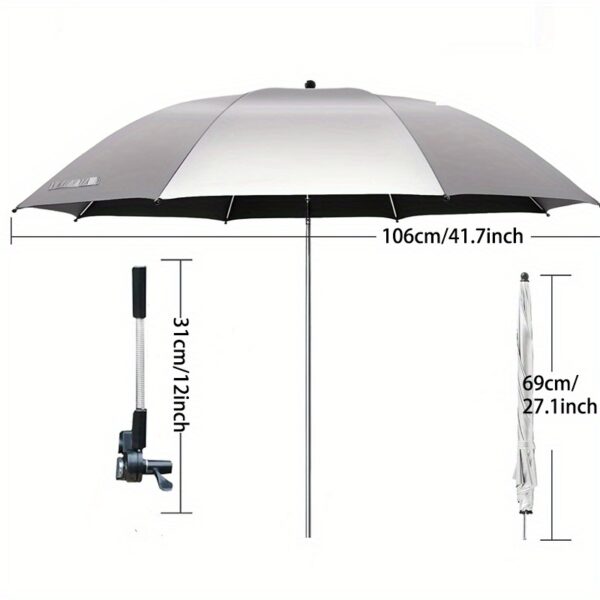 [Portable Umbrella] Adjustable Heat-Resistant Portable Outdoor Umbrella with Clip | Suitable for Camping, Beach Chairs, Golf Carts, Wheelchairs, Patio Seating, Manual Operation - Image 6