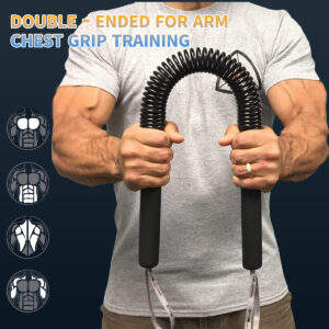 Adjustable Arm & Chest Strength Trainer, 44-88 lbs Resistance - Multi-Purpose Spring Fitness Tool for Home, Gym, Indoor & Outdoor Workouts - Black Iron/Aluminum Construction - Targets Forearms, Chest, Back & Abs Muscles, Muscle Training Equipment | Versatile Fitness Tool | Durable Spring Coil, Gym Accessories