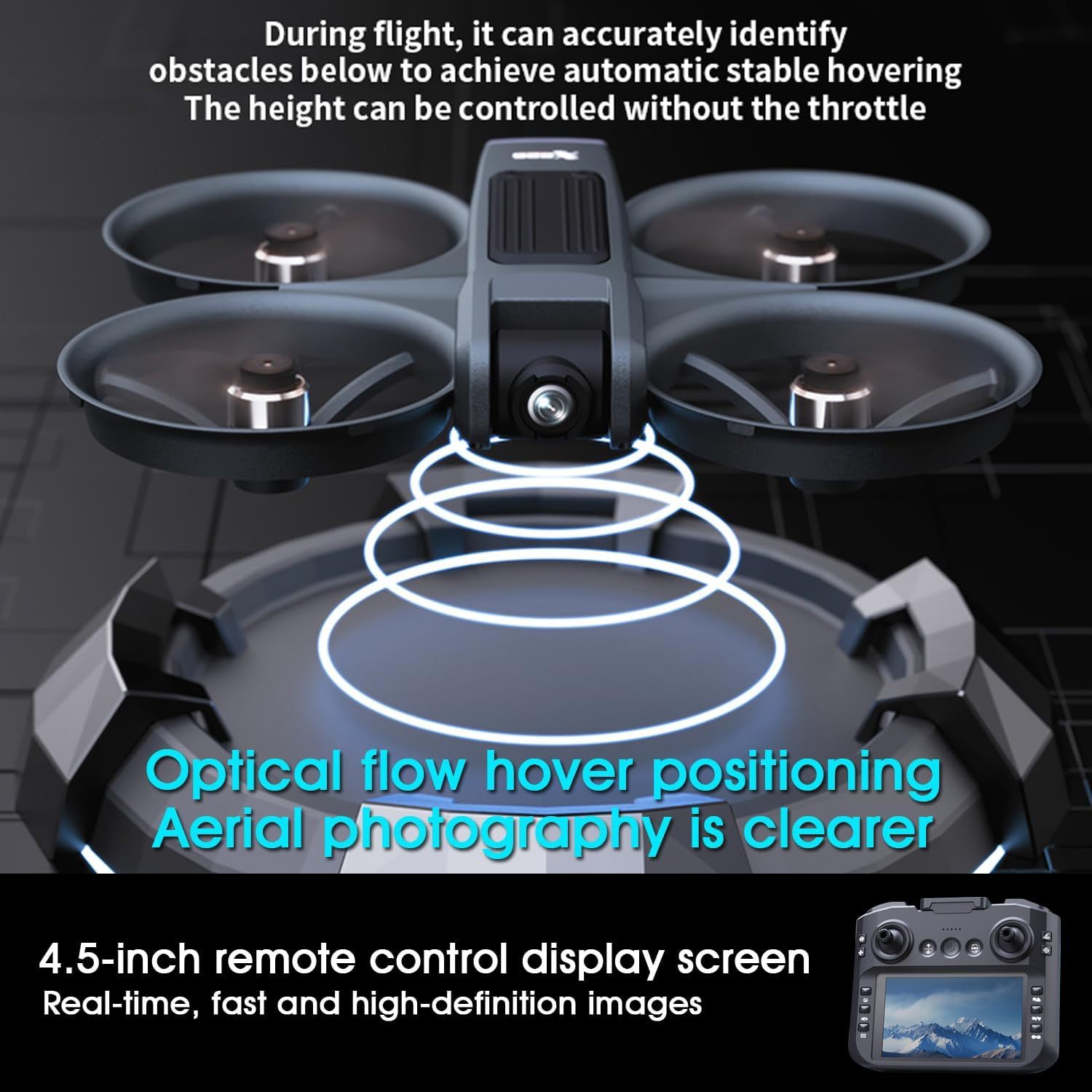 FPV Drone with 4.5" LCD Screen, Brushless Motor Quadcopter, 40-Min Flight Time, Foldable RC Drone with Dual Cameras, Optical Flow Positioning & Anti-Vibration, App Control Drone with GPS-like Stability for Adults/Beginners, Ideal for aerial photography, Vlogging, mapping - Lightweight & Portable Drone with USB Charging, Drone with Camera for Adults, Outdoor Flying, Sleek Design, Compact Foldable, Advanced Navigation Tech, Sturdy Structure, Durable Quadcopter, Travel Drone - Image 6
