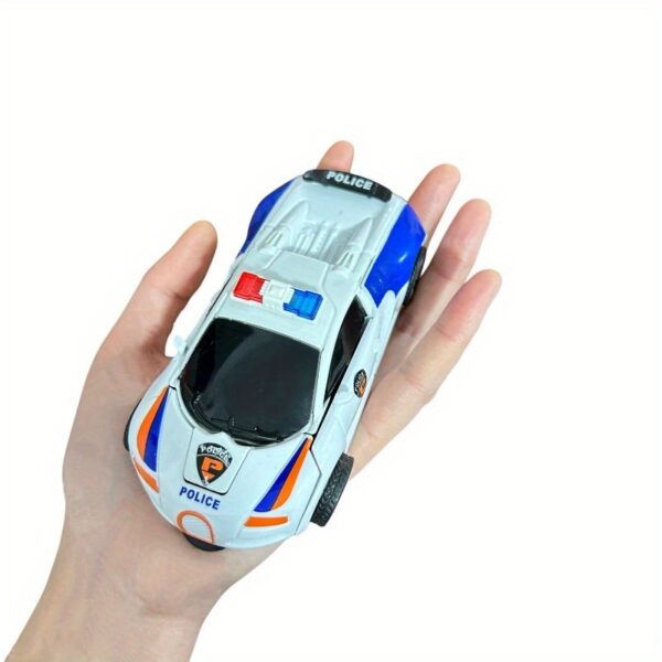 1pc Transforming Robot Car Toy - Shape-Shifting ABS Plastic Police Car to Robot with Mechanical Arms & Detailed Wheels, Fun Gift for Boys, Blue & White Design - Image 10