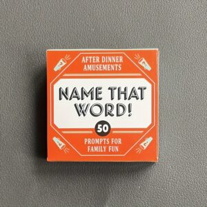 Name That Word! Interactive Family Game, Contains 50 Interesting Prompts – Retro Orange And Blue Cardboard Design, High-Quality Cards Suitable for Ages 14 And Above, Family Activities, Dinner Entertainment And Family Game Nights, Retro Style Games, Durable Game Cards