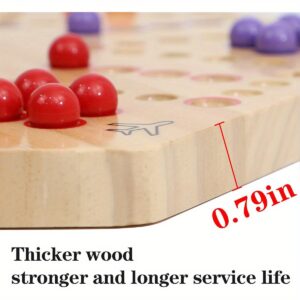 HOROW Wahoo Board Game - Classic 2-Sided Wooden Family Game Night Board Game for 4 or 6 Players, Includes 30 Marbles & 6 Dice, Compact Portable Design with Sturdy Log Base, Easy to Learn & Play