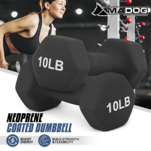 2pcs Neoprene Coated Dumbbell Hand Weights, Anti-Roll Non-Slip Hexagon Shaped 10 LB Weights, gongzijin