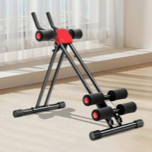Space-Saving Foldable Abdominal Trainer - 5-Level Tilt Adjustment, 220 lbs Capacity, Commercial Grade Metal Frame, Easy Assembly, Black & Red Core Strength Training Equipment for Home Gym Use, Foldable Design, Sturdy & Durable