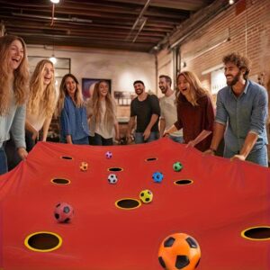 Team Building Game Set - Red Cave Mat Toss, Outdoor Fun Game with 6 Colorful Balls, Perfect for Team Bonding, Leisure & Family Activities, Foldable and Durable, Summer Beach Sandbag Game Ideal for Outdoor Gatherings, Camping, Beaches, and Backyard Entertainment, Great Gift for Christmas, Mother's Day, and Father's Day