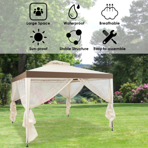 [Lifezeal Outdoor Gazebo Canopy] Lifezeal 10x10 Ft Outdoor Gazebo - Patio Tents and Garden Structures with Netting - Canopy Shelter for Home/Garden/Lawn/Patio House Party - Image 8