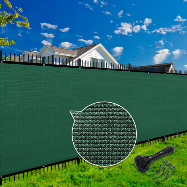 [5'x50' Heavy Duty Fence Screen] Heavy Duty 5'x50' Green Mesh Windscreen & Shade Fabric | Durable Build, 91% Light Blocking, Tear-Resistant with Brass Grommets, Easy Installation, Outdoor Privacy Solution | Versatile Outdoor Screen, Reinforced Edges, Privacy Fence Panels for Outside - Image 7