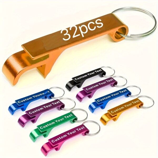 32pcs Customizable Metal Bottle Opener Keychains - Personalized Engraved Text, Durable Lightweight Design for Weddings, Bars, Business Events & Promotional Gifts, Keychain Accessories, Event Favors, Modern Keychain, Lightweight Keychain - Image 5
