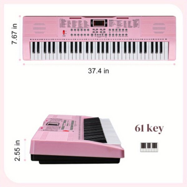 GEP - 110S01 Pink 61 - Key Lighting Keyboard Set - with Stand, Bench, Built - in Speakers, Headphone, Microphone & Music Rest - 3 Teaching Modes for Beginners - Image 10