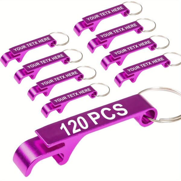 120pcs Personalized Metal Bottle Opener Keychains - Durable Aluminum, Customizable Text, Multiple Colors Available (Blue, Black, White, Red, Green, Purple, Orange) - Perfect for Parties, Valentine'S Day, Graduation Ceremonies, and Birthday Gifts, Stylish Metallic Finish | Premium Craftsmanship - Image 8