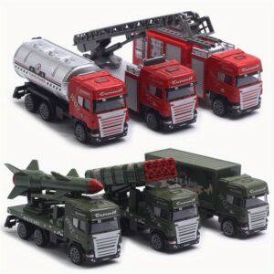 Various alloy pull-back engineering car models, fire fighting military vehicles, sanitation vehicles, police car models