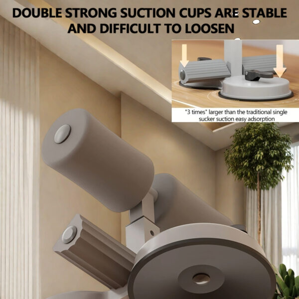 Stainless Steel Sit-Up Assistant Bar with Double Suction Cups - Adjustable 3-Level Height, Home Gym Fitness Equipment for Core Workouts, Ramadan & Christmas Gift, Uncharged, Single Pack, Leg Exerciser | Modern Bar Design | Durable Iron Construction - Image 2