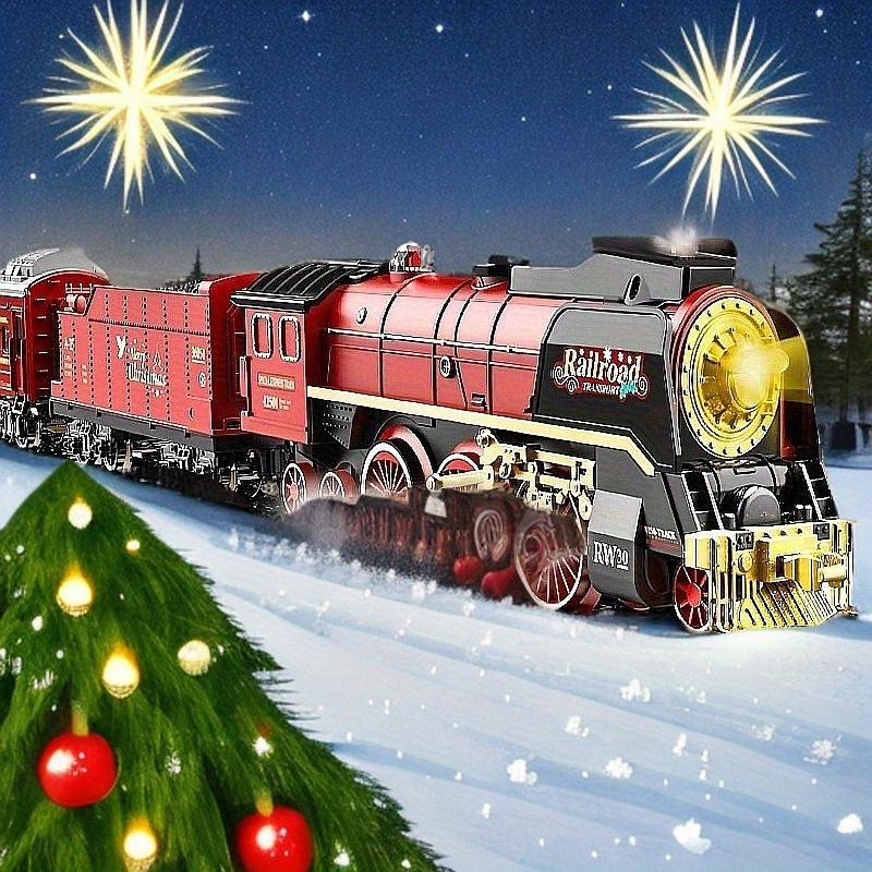 The 9064B-1 steam-powered remote-control Christmas train set comes with a remote control, lights, sound effects, and exquisite tracks. It is suitable for children aged 3 to 8 and above. - Image 10