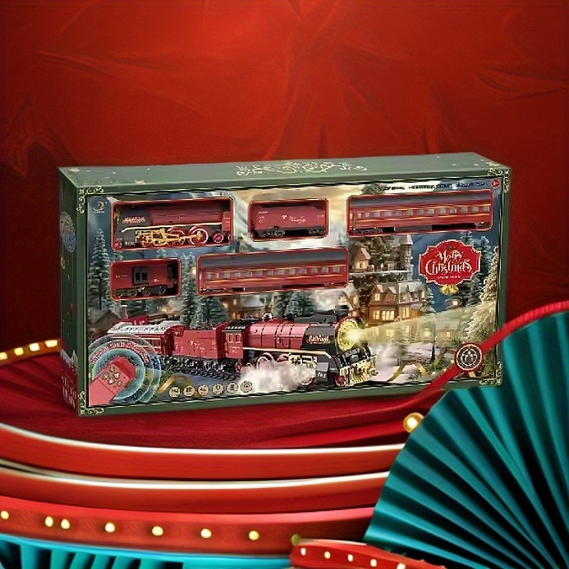 The 9064B-1 steam-powered remote-control Christmas train set comes with a remote control, lights, sound effects, and exquisite tracks. It is suitable for children aged 3 to 8 and above. - Image 13