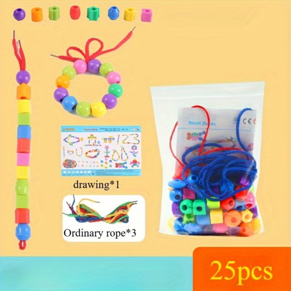28/44pcs Beads with String,, Educational Bead Stringing Toys - Shape And Color Classification, Fine Motor Skills, Hands-On Ability Development Set, with Stringing String And Storage Bag, Ideal Building Block Toy Gift - Image 4