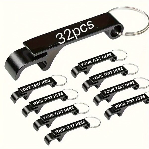 32pcs Customizable Metal Bottle Opener Keychains - Personalized Engraved Text, Durable Lightweight Design for Weddings, Bars, Business Events & Promotional Gifts, Keychain Accessories, Event Favors, Modern Keychain, Lightweight Keychain