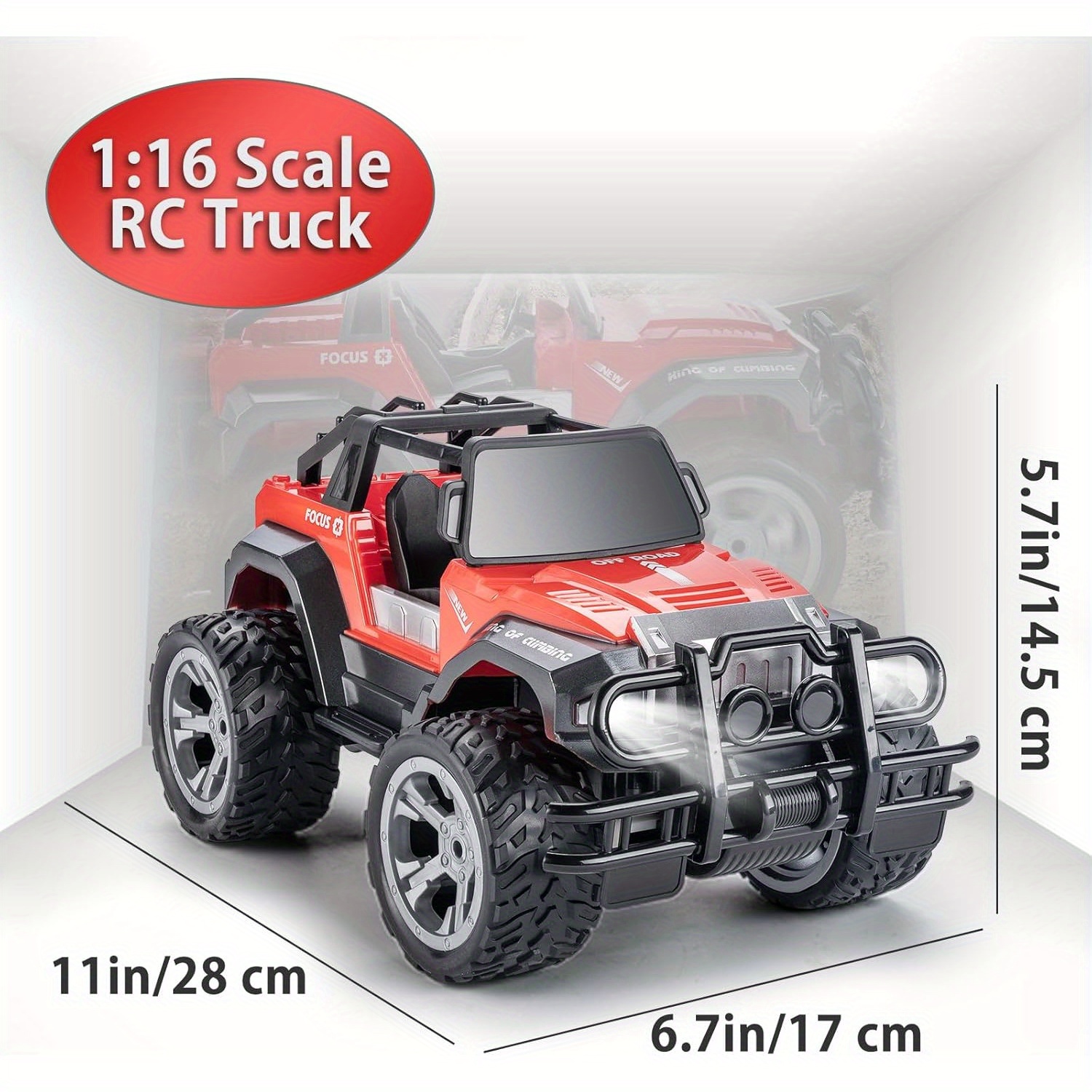 Remote Control Car For Kids-1:16Remote Control Truck With Headlight And Storage Case-80mins Playtime RC Truck For All Terrain-Red Remote Control Car Toy For Boys Girls Kids - Image 8