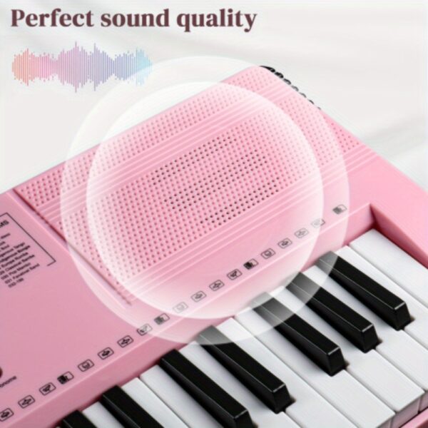 GEP - 110S01 Pink 61 - Key Lighting Keyboard Set - with Stand, Bench, Built - in Speakers, Headphone, Microphone & Music Rest - 3 Teaching Modes for Beginners - Image 8